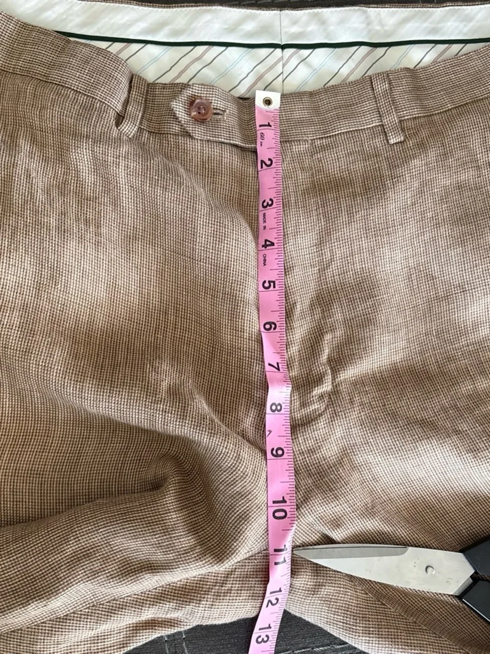 lauren ralph lauren slim man’s tan 100% linen pants. 38/30